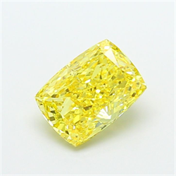 Picture of Lab Grown Diamond 3.09 Carats, CUSHION MODIFIED with  Cut, Fancy Intense Yellow Color, VS1 Clarity and Certified by IGI