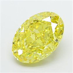 Picture of Lab Grown Diamond 5.04 Carats, Oval with  Cut, Fancy Vivid Yellow Color, VVS2 Clarity and Certified by IGI