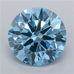 Picture of Lab Grown Diamond 1.55 Carats, Round with Ideal Cut, Fancy Vivid Blue Color, VVS2 Clarity and Certified by IGI