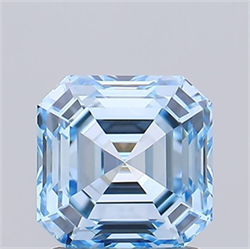Picture of Lab Grown Diamond 1.52 Carats, Asscher with  Cut, Fancy Vivid Blue Color, VVS2 Clarity and Certified by IGI