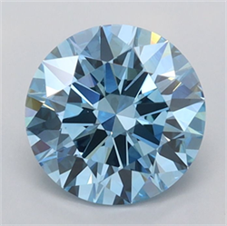 Picture of Lab Grown Diamond 1.52 Carats, Round with Ideal Cut, Fancy Vivid Blue Color, VVS2 Clarity and Certified by IGI