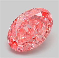Picture of Lab Grown Diamond 3.02 Carats, Oval with  Cut, Fancy Vivid Pink Color, VVS2 Clarity and Certified by IGI