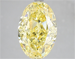 Picture of Lab Grown Diamond 5.19 Carats, Oval with  Cut, Fancy Vivid Yellow Color, VS1 Clarity and Certified by IGI