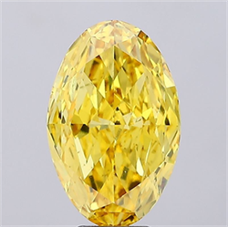 Picture of Lab Grown Diamond 7.00 Carats, Oval with  Cut, Fancy Vivid Yellow Color, VS2 Clarity and Certified by IGI
