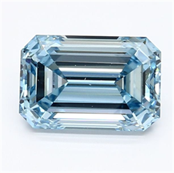 Picture of Lab Grown Diamond 1.42 Carats, Emerald with  Cut, Fancy Intense Blue Color, VS1 Clarity and Certified by IGI
