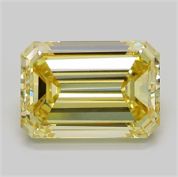 Picture of Lab Grown Diamond 5.99 Carats, Emerald with  Cut, Fancy Yellow Color, VS1 Clarity and Certified by IGI