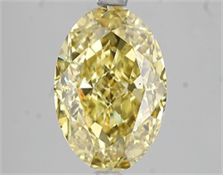 Picture of Lab Grown Diamond 5.05 Carats, Oval with  Cut, Fancy Vivid Yellow Color, VS1 Clarity and Certified by IGI
