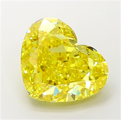 Picture of Lab Grown Diamond 5.05 Carats, Heart with  Cut, Fancy Vivid Yellow Color, VS1 Clarity and Certified by IGI
