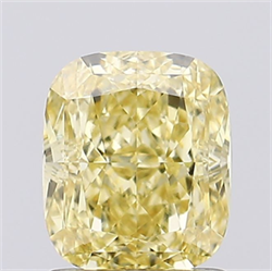 Picture of Lab Grown Diamond 1.38 Carats, CUSHION MODIFIED with  Cut, Fancy Intense Yellow Color, VVS2 Clarity and Certified by IGI