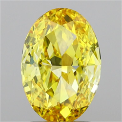 Picture of Lab Grown Diamond 2.01 Carats, Oval with  Cut, Fancy Vivid Yellow Color, VS2 Clarity and Certified by IGI