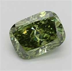 Picture of Lab Grown Diamond 1.54 Carats, Cushion with  Cut, Fancy Vivid Green Color, VS1 Clarity and Certified by IGI