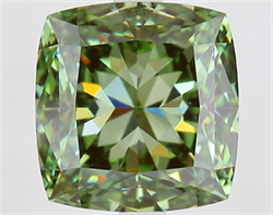 Picture of Lab Grown Diamond 5.09 Carats, CUSHION MODIFIED with  Cut, Fancy Vivid Green Color, VS1 Clarity and Certified by IGI