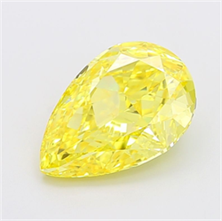 Picture of Lab Grown Diamond 5.02 Carats, Pear with  Cut, Fancy Vivid Yellow Color, VS2 Clarity and Certified by IGI