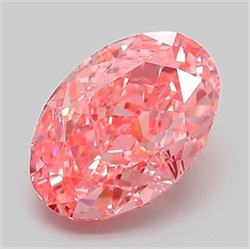 Picture of Lab Grown Diamond 2.06 Carats, Oval with  Cut, Fancy Vivid Pink Color, VVS2 Clarity and Certified by IGI