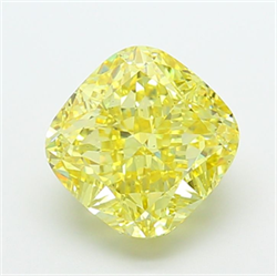 Picture of Lab Grown Diamond 5.06 Carats, CUSHION MODIFIED with  Cut, Fancy Intense Yellow Color, VS2 Clarity and Certified by IGI