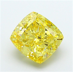 Picture of Lab Grown Diamond 5.04 Carats, CUSHION MODIFIED with  Cut, Fancy Vivid Yellow Color, IF Clarity and Certified by IGI