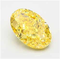 Picture of Lab Grown Diamond 6.60 Carats, Oval with  Cut, Fancy Vivid Yellow Color, VS2 Clarity and Certified by IGI