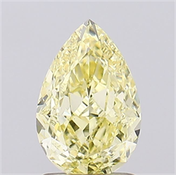 Picture of Lab Grown Diamond 1.52 Carats, Pear with  Cut, Fancy Yellow Color, VS1 Clarity and Certified by IGI