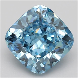 Picture of Lab Grown Diamond 2.10 Carats, Cushion with  Cut, Fancy Vivid Blue Color, VVS2 Clarity and Certified by IGI