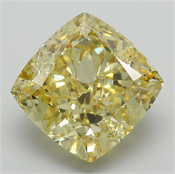 Picture of Lab Grown Diamond 6.59 Carats, CUSHION MODIFIED with  Cut, Fancy Vivid Yellow Color, VS1 Clarity and Certified by IGI