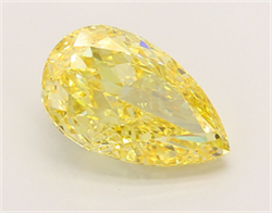 Picture of Lab Grown Diamond 4.02 Carats, Pear with  Cut, Fancy Vivid Yellow Color, VVS2 Clarity and Certified by IGI