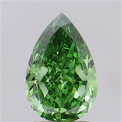 Picture of Lab Grown Diamond 1.26 Carats, Pear with  Cut, Fancy Vivid Green Color, VS2 Clarity and Certified by IGI