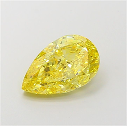 Picture of Lab Grown Diamond 3.63 Carats, Pear with  Cut, Fancy Intense Yellow Color, VVS2 Clarity and Certified by IGI