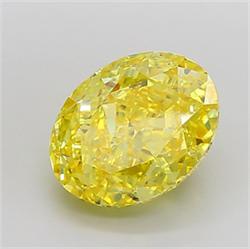 Picture of Lab Grown Diamond 6.29 Carats, Oval with  Cut, Fancy Vivid Yellow Color, VS2 Clarity and Certified by IGI