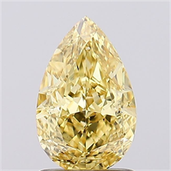 Picture of Lab Grown Diamond 1.44 Carats, Pear with  Cut, Fancy Intense Yellow Color, VS2 Clarity and Certified by IGI