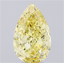 Picture of Lab Grown Diamond 4.84 Carats, Pear with  Cut, Fancy Intense Yellow Color, VS1 Clarity and Certified by IGI