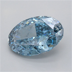 Picture of Lab Grown Diamond 1.72 Carats, Oval with  Cut, Fancy Vivid Blue Color, VS1 Clarity and Certified by IGI