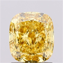 Picture of Lab Grown Diamond 1.39 Carats, CUSHION MODIFIED with  Cut, Fancy Vivid Yellow Color, VS2 Clarity and Certified by IGI