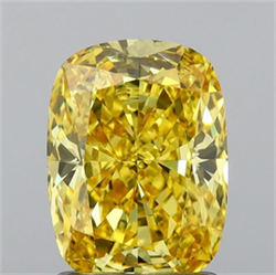 Picture of Lab Grown Diamond 1.63 Carats, Cushion with  Cut, Fancy Vivid Yellow Color, VS1 Clarity and Certified by IGI