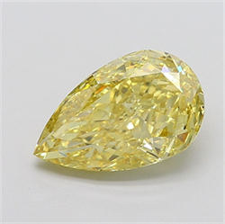 Picture of Lab Grown Diamond 4.90 Carats, Pear with  Cut, Fancy Vivid Yellow Color, VS1 Clarity and Certified by IGI