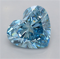Picture of Lab Grown Diamond 2.00 Carats, Heart with  Cut, Fancy Vivid Blue Color, VVS1 Clarity and Certified by IGI