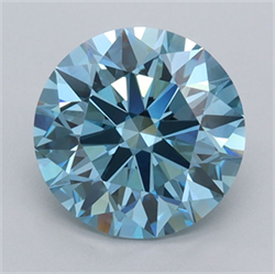 Picture of Lab Grown Diamond 2.50 Carats, Round with Ideal Cut, Fancy Vivid Blue Color, VVS2 Clarity and Certified by IGI