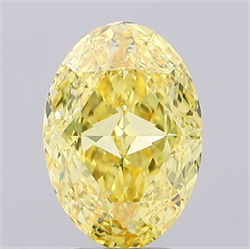 Picture of Lab Grown Diamond 4.56 Carats, Oval with  Cut, Fancy Vivid Yellow Color, VS2 Clarity and Certified by IGI