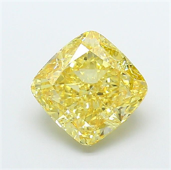 Picture of Lab Grown Diamond 5.04 Carats, CUSHION MODIFIED with  Cut, Fancy Vivid Yellow Color, VVS2 Clarity and Certified by IGI