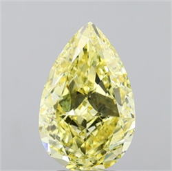 Picture of Lab Grown Diamond 4.48 Carats, Pear with  Cut, Fancy Intense Yellow Color, VVS2 Clarity and Certified by IGI