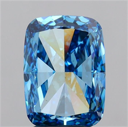 Picture of Lab Grown Diamond 3.07 Carats, CUSHION MODIFIED with  Cut, Fancy Vivid Blue Color, VS1 Clarity and Certified by IGI