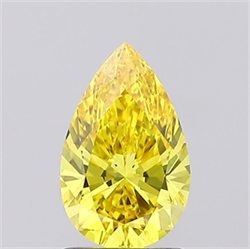 Picture of Lab Grown Diamond 1.26 Carats, Pear with  Cut, Fancy Vivid Yellow Color, VS1 Clarity and Certified by IGI