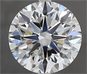 Natural Diamond 2.50 Carats, Round with Excellent Cut, H Color, VVS2 Clarity and Certified by IGI