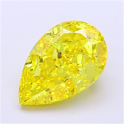 Picture of Lab Grown Diamond 2.64 Carats, Pear with  Cut, Fancy Vivid Yellow Color, VS1 Clarity and Certified by IGI