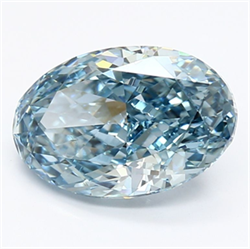 Picture of Lab Grown Diamond 2.94 Carats, Oval with  Cut, Fancy Vivid Blue Color, VS1 Clarity and Certified by IGI