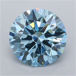 Picture of Lab Grown Diamond 2.36 Carats, Round with Ideal Cut, Fancy Vivid Blue Color, VVS1 Clarity and Certified by IGI
