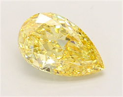 Picture of Lab Grown Diamond 1.92 Carats, Pear with  Cut, Fancy Vivid Yellow Color, VS1 Clarity and Certified by IGI