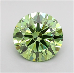 Picture of Lab Grown Diamond 1.22 Carats, Round with Ideal Cut, Fancy Vivid Green Color, VVS2 Clarity and Certified by IGI