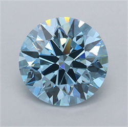 Picture of Lab Grown Diamond 1.20 Carats, Round with Ideal Cut, Fancy Vivid Blue Color, VVS2 Clarity and Certified by IGI