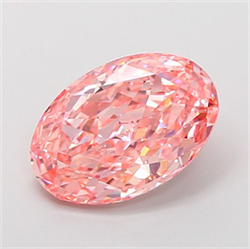 Picture of Lab Grown Diamond 3.48 Carats, Oval with  Cut, Fancy Vivid Pink Color, VS1 Clarity and Certified by IGI