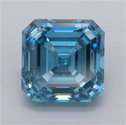 Picture of Lab Grown Diamond 1.52 Carats, Asscher with  Cut, Fancy Vivid Blue Color, VVS2 Clarity and Certified by IGI